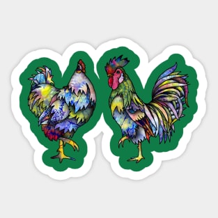 Hen and Rooster Sticker